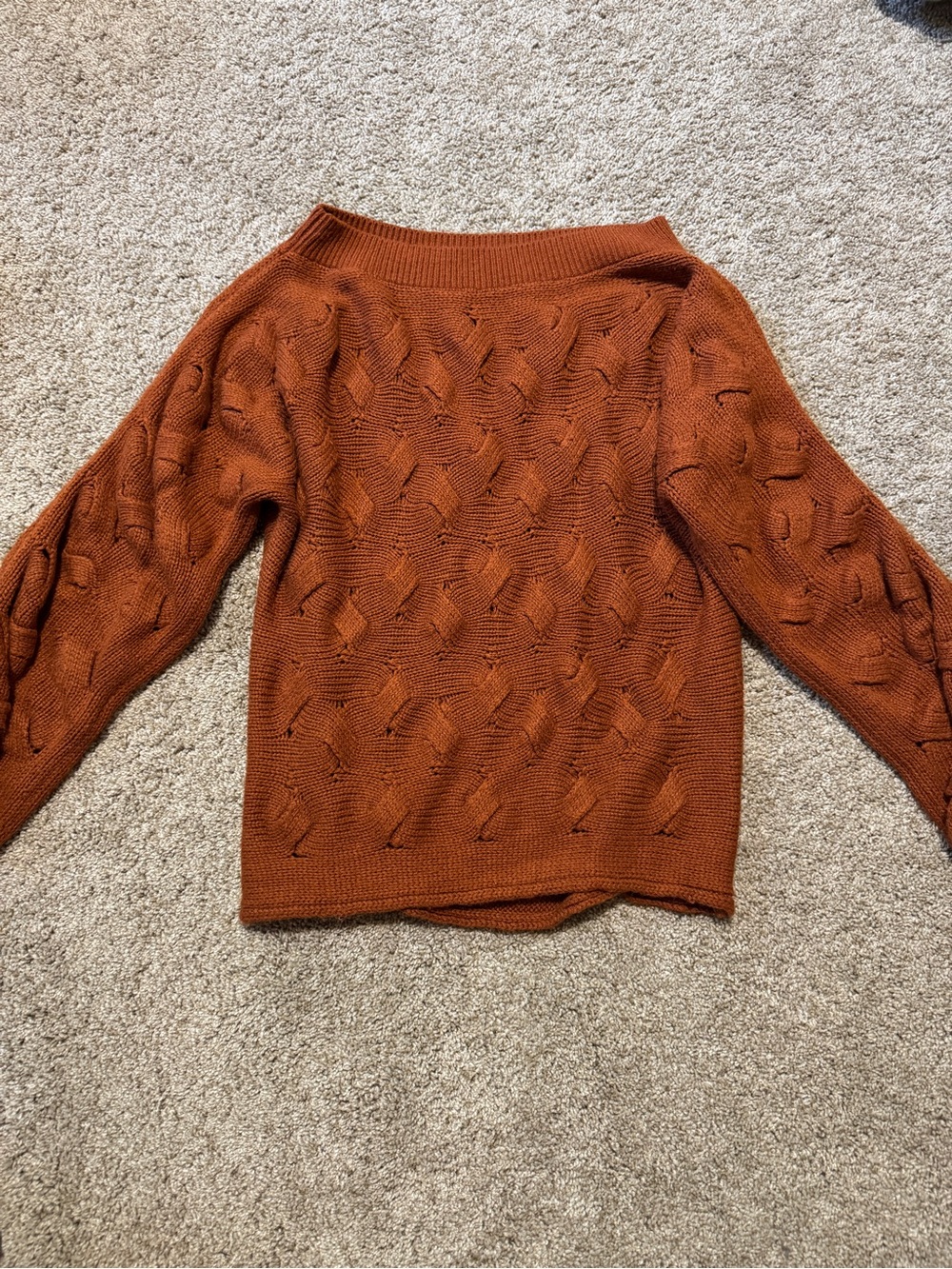 Small Women’s Rust Orange Knit Pull-over Sweater Top - Picture 2 of 2